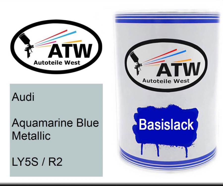 Audi, Aquamarine Blue Metallic, LY5S / R2: 500ml Lackdose, von ATW Autoteile West.